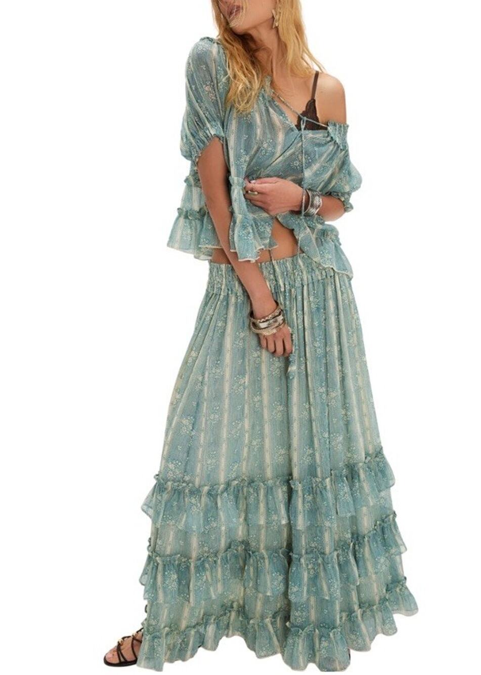 Free People Morning Mist Maxi Skirt Womens S